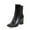 Black, variant on Women's Ankle Boots Square Toe Side Zipper Block Heel Mid Calf Low Heeled Short Booties