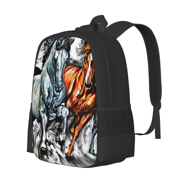 Easygdp Four Running Horses Mochila de Gran Capacidad Minimalista Ideal para Escuela, Viajes y Uso Diario