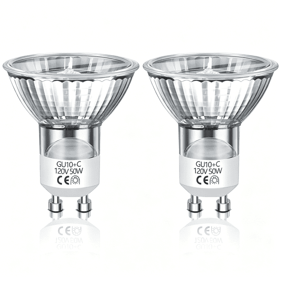 HIBIBUD Gu10 Halogen Bulb,120V 50W Halogen Light Bulbs for Candle Warmer Lamp,Dimmable,2700K Warm White,Mr16 with Glass Cover for Track Lighting,Range Hood Lighting,2 Pack