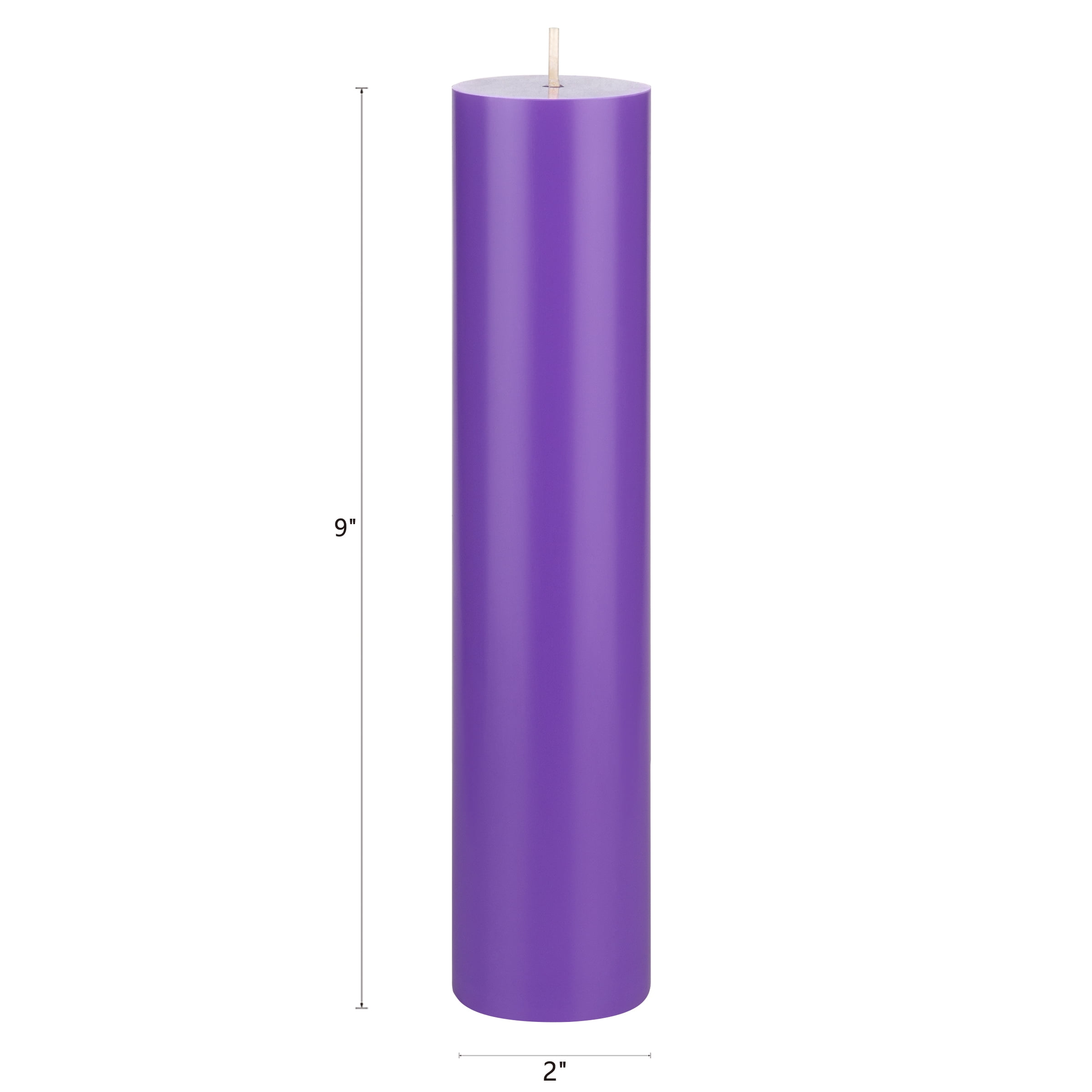Mega Candles 1 pc Unscented Lavender Round Pillar Candle, Hand Poured Premium Wax Candles 2 Inch x 9 Inch, Home Décor, Wedding Receptions, Baby Showers, Birthdays, Celebrations, Party Favors & More