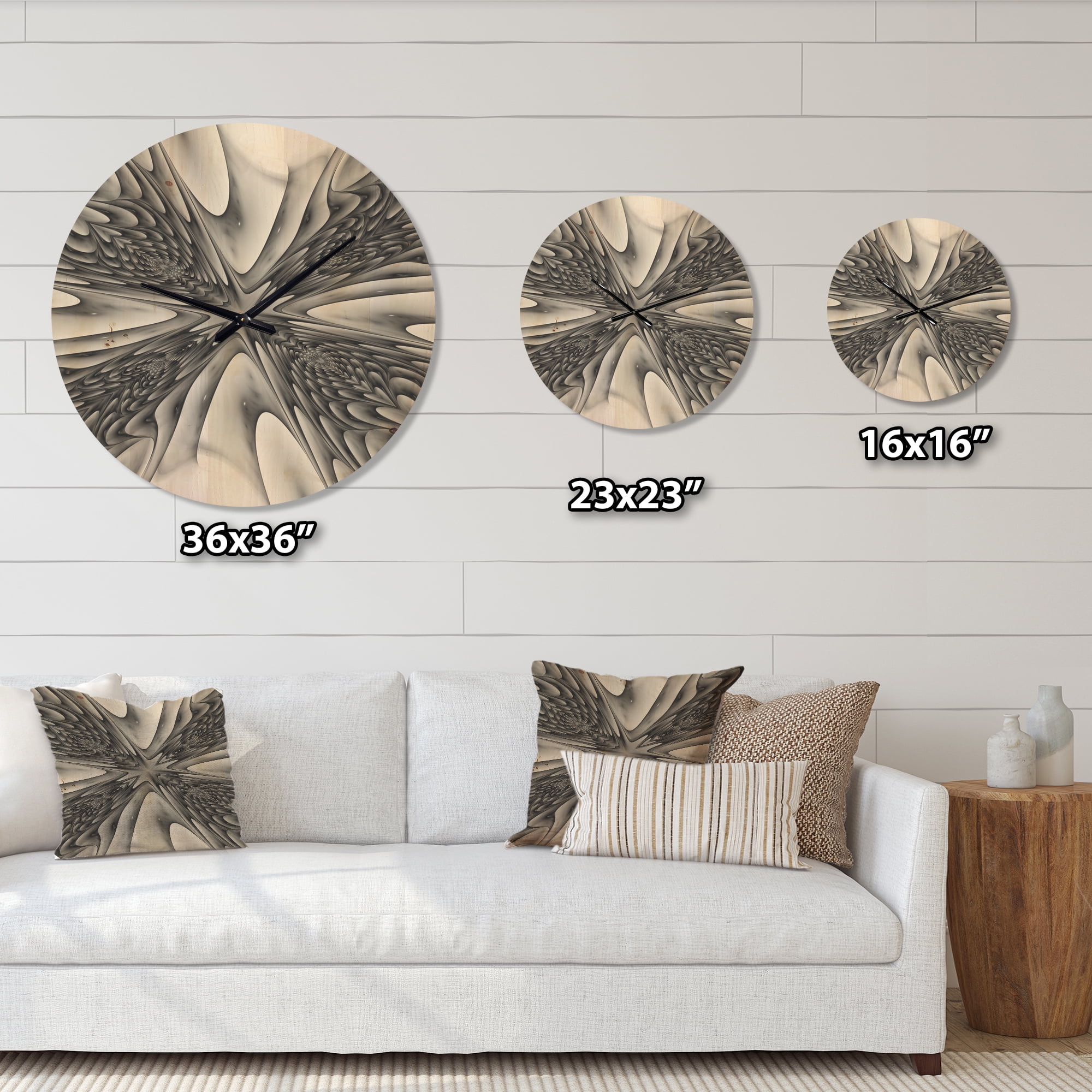 Designart 'Magical Depth Fractal 3D' Modern Wood Wall Clock