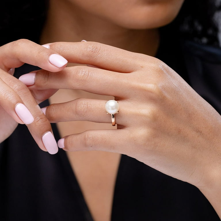 Angara Classic Solitaire Freshwater Cultured Pearl Ring in 14K Yellow Gold for Women June Birthstone Jewelry for Her Walmart
