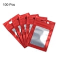 thumbnail image 3 of Uxcell 3.9x2.4" Holographic Bags, 100 Pack Aluminized Plastic Resealable Storage Bags for Small Things, Red, 3 of 5