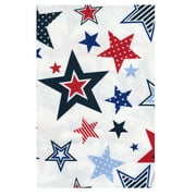 Kane Patriotic Stars PEVA Vinyl Tablecloth 4th of July Flannel Backed 60 Round, Red White Blue