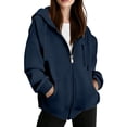 thumbnail image 5 of Enjoytime Womens Zip Up Hoodies Solid Color Long Sleeve Hooded Jacket 2026 Fall Winter Fleece Trendy Casual Sweatshirt, 5 of 6