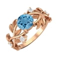 thumbnail image 2 of 6MM Round Swiss Blue Topaz 925 Silver Rose Plated Solitaire Women Valentines Day Gifts Ring, 2 of 4
