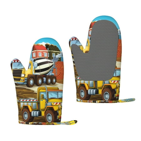 

Matuu Different Construction Site Vehicles for Silicone Oven Gloves Heat Resistant Grilling Gloves Non-Slip Silicone Oven Mitt Great for Grilling Kitchen and Cooking