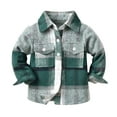 thumbnail image 2 of Inglocry Kids Flannel Plaid Shirt Boys Long Sleeve Tartan Clothes Toddler Baby Button Down Coat Fall Winter Mint Green for 7-8 Y, 2 of 6