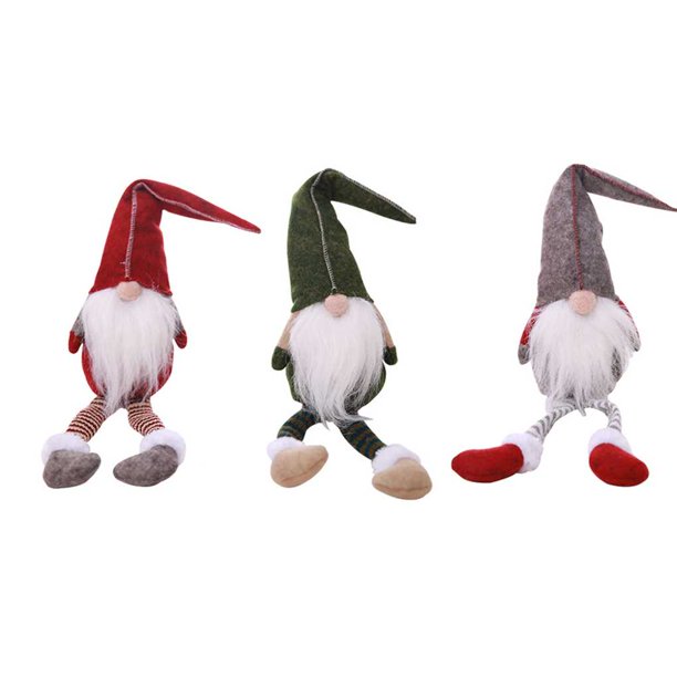 Pierna larga Árbol de Navidad Muñeca Navidad Pequeño Papá Noel Gnomo Vaso Juguete Colgar Asistente Mostrar ventana Fotografía Regalo de vacaciones Rojo Gris Verde Methold ZHF0243