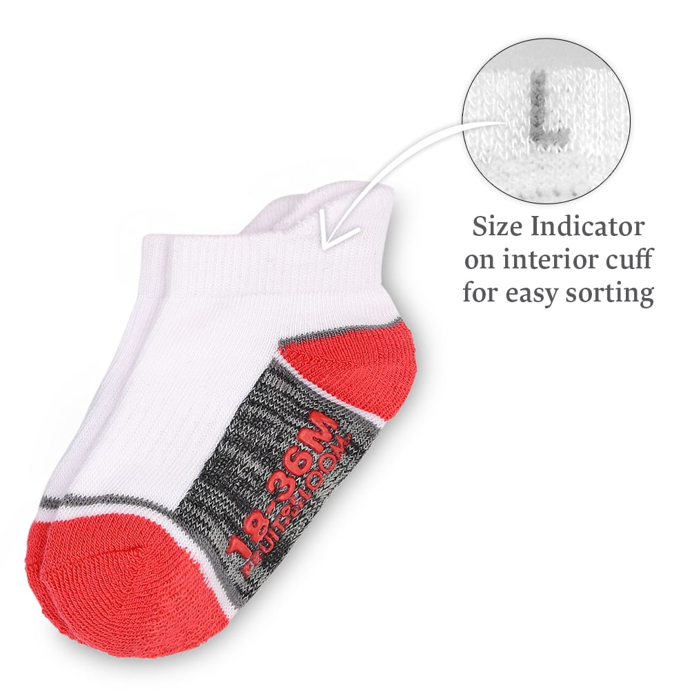 Fruit of the Loom Baby and Toddler Boy Cushion Gripper Low Cut Socks, 18+3 Bonus Pack, Sizes 6M-5T