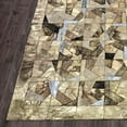 thumbnail image 3 of Beige Geometric Patchwork Cowhide Rug, 3 of 5