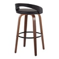 thumbnail image 6 of Grotto 30" Fixed-Height Bar Stool, Bar Chairs, Swivel Bar Stools, Bar Stools Set of 2 (Black Faux Leather, Black Wood Back), 6 of 6