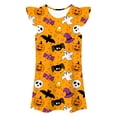 thumbnail image 4 of WERYOUNG Girls Nightgowns Cute Halloween Pajamas Dress Flutter Sleeve Round Neck Pumpkin Ghost Print Nightdress For Kids Toddler Stylish Nightwear 3-4 Years, 4 of 4