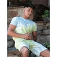 thumbnail image 2 of Men's Tie-Dyed Summer Cotton T-shirt, Green Color Short-sleeve Crewneck Tee, 2 of 5