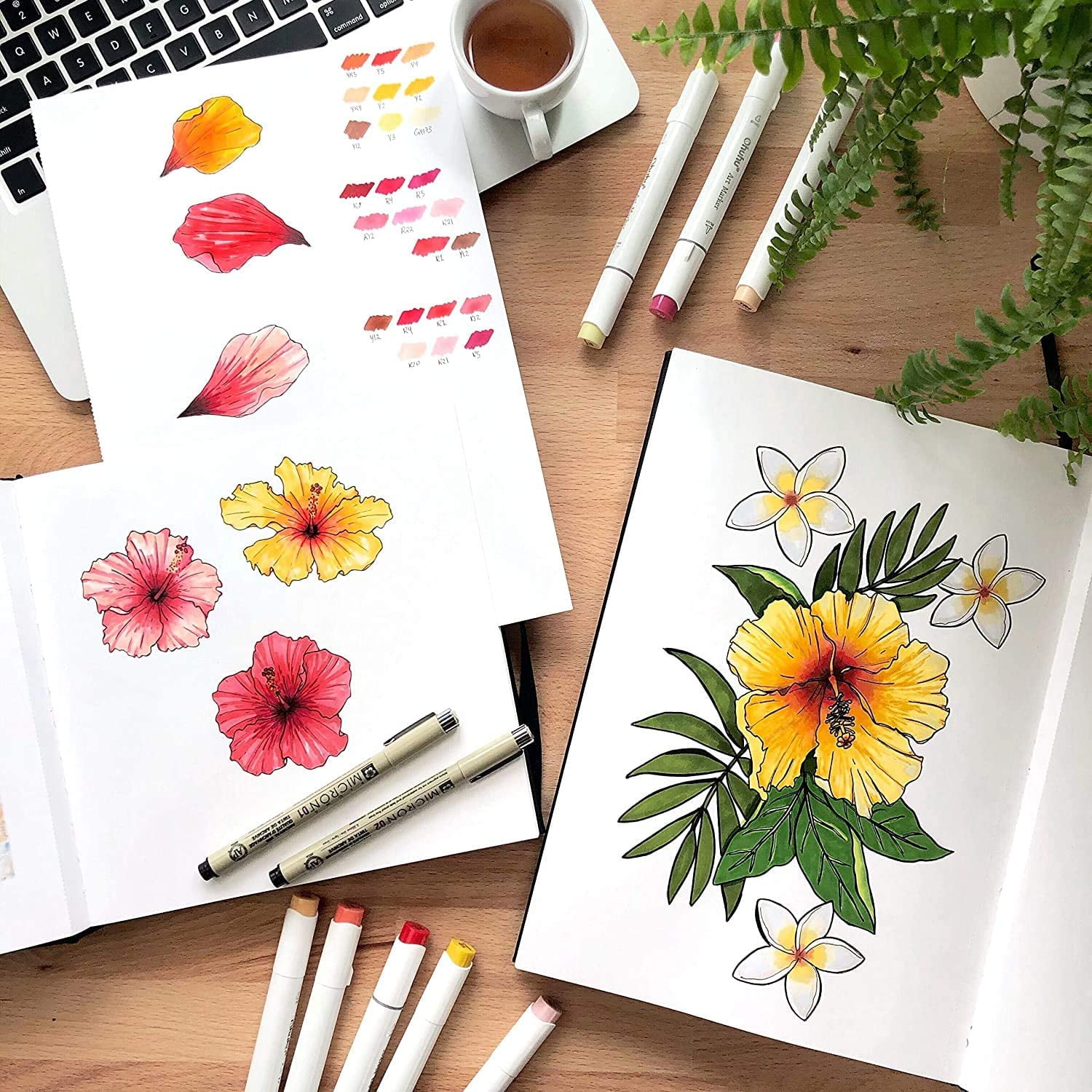 Ohuhu Hardcover Sketchbook, Marker Paper Pad, 78 Sheets, 8.3"x11.7", for Alcohol Markers & Drawing