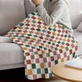 thumbnail image 3 of Colorful Checkered Blanket Soft Cozy Warm Twin Blanket for Bed, Plush Fuzzy Flannel Fleece Blankets for Sofa, Vintage Plaid Grid Geometric Beige Throw Blankets for Couch, Gifts for Men, 60"x80", 3 of 9