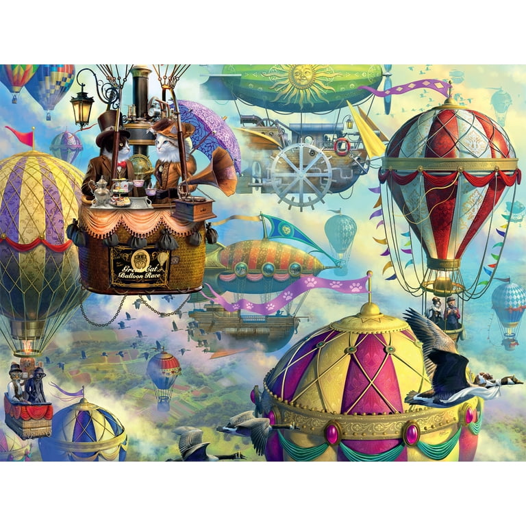 Buffalo Games 750-Piece Jeff Haynie Cat Balloon Race Interlocking