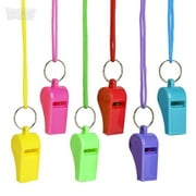 Rhode Island Novelty 2" Neon Whistle Necklaces - Plastic Multi-Colored 12Pack