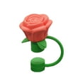 thumbnail image 2 of Valentine's Day Silicone Straw Topper - 10mm Orange Rose Flower Straw Covers Reusable Cup Straw Caps Tips Cup Topper for Drink Party Decor & Women Valentine Gift, 2 of 4