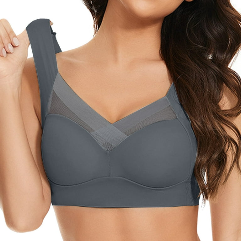 Pedort Built In Bra Tank Tops For Women Women's No Side Effects Underarm  and Back-Smoothing Comfort Wireless Lift T-Shirt Bra Grey,2XL