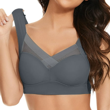 IDALL Plus Size Lingerie Bralettes for Women Bras for Women No Underwire Large Strapless Lace Side Fold Side Breast Gather Adjustable Bra Lace Bralette Lingerie for Women Grey XXL