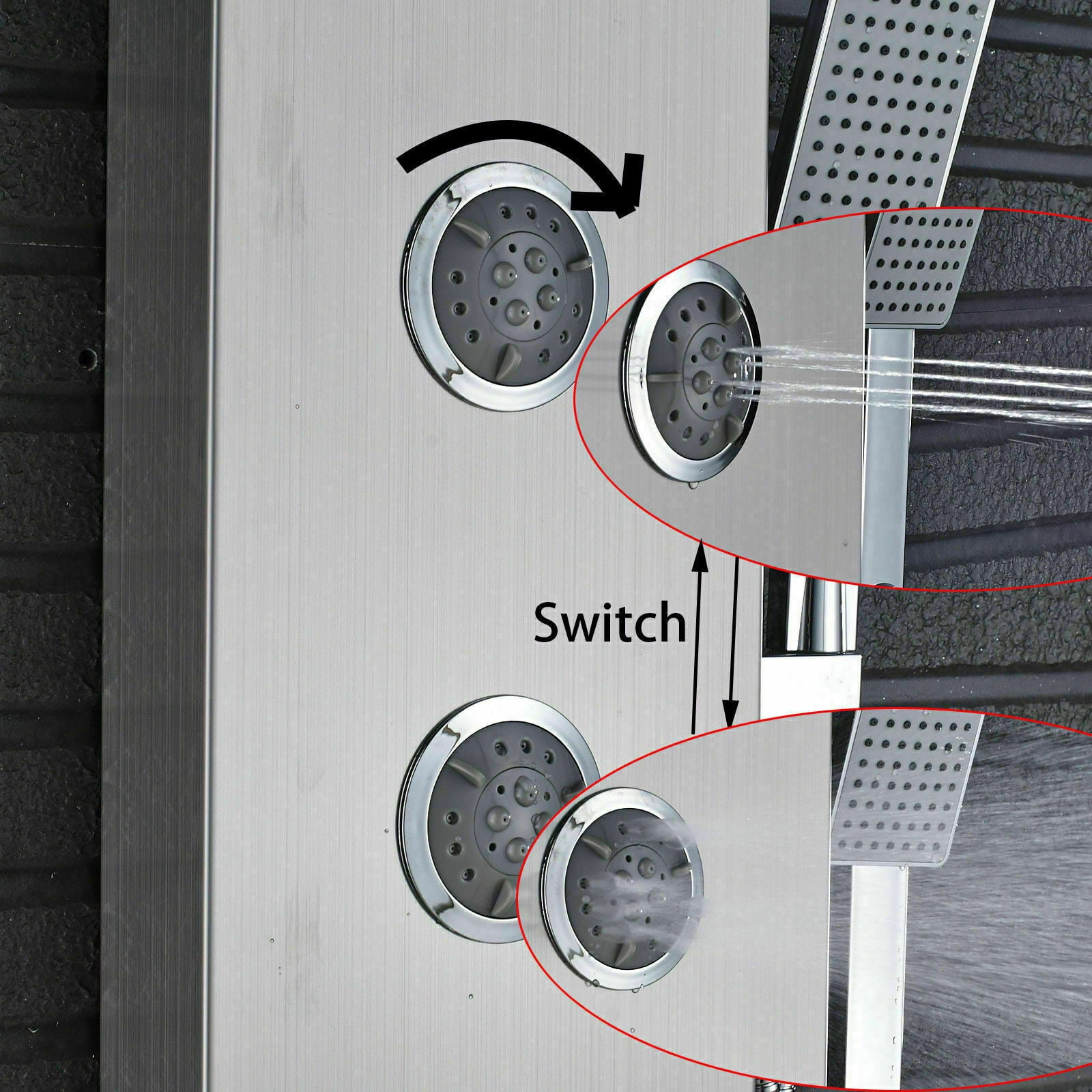 Senlesen Brushed Nickel Shower Panel Tower Massage Body Jets System Rain&Waterfall Mixer