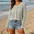 thumbnail image 6 of PBFRDSJ Long Sleeve Cardigan for Women Knit Crochet Button Down Sun Protection Cover Up Trendy Summer Sweaters for Casual Vacation, 6 of 6