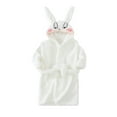 thumbnail image 1 of ZACPNCV Boys Fleece Robe Girls Hooded Bathrobe Toddlers Soft Fuzzy Robe for Kids White 2-3 Years, 1 of 7