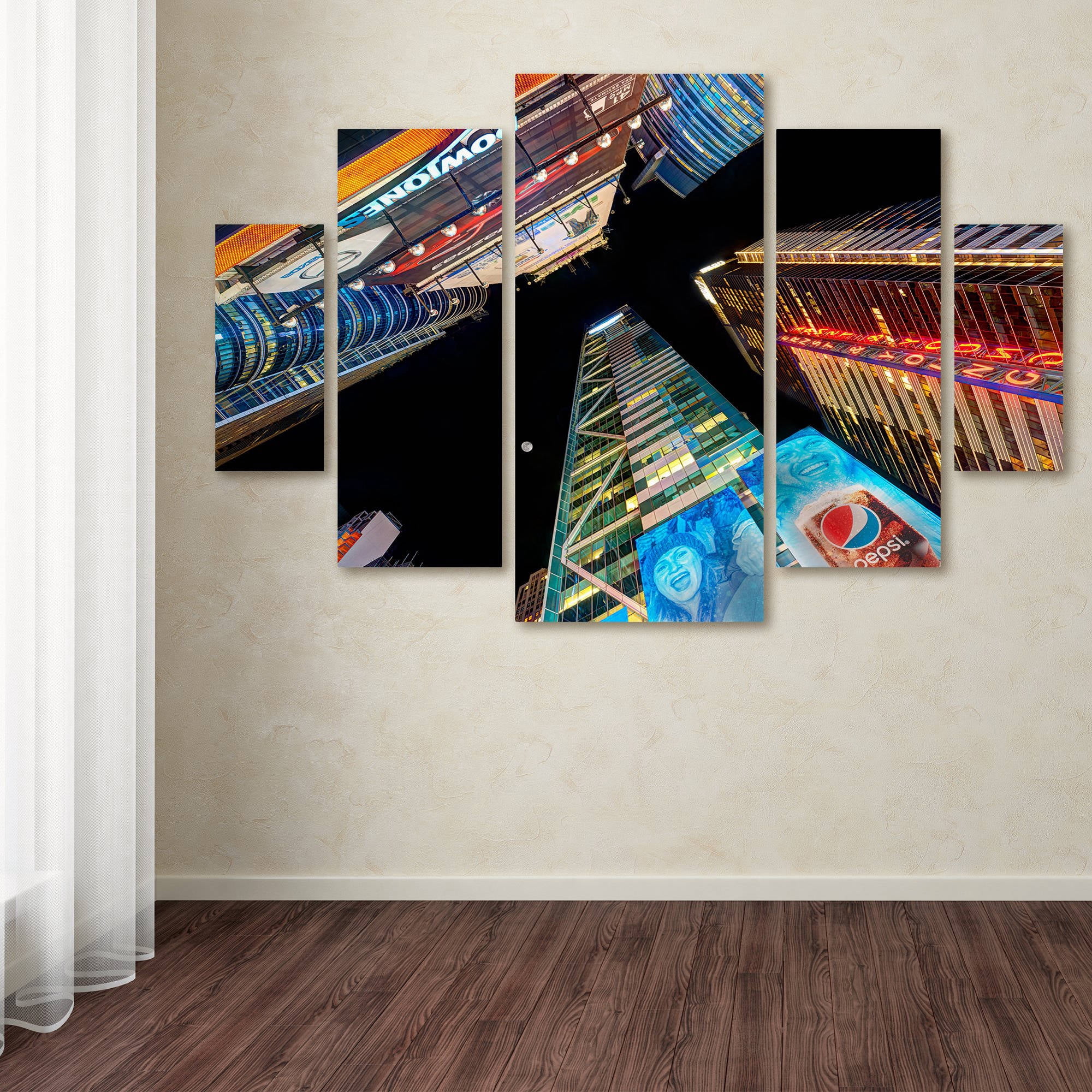 Trademark Fine Art "Times Square NYC" Canvas Art by David Ayash 5-Panel Set