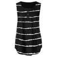 thumbnail image 3 of Femmes Stripe Print Boutons Plissée Réservoir Sans Manches Col Rond Ourlet, 3 of 3