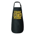 thumbnail image 2 of Wild Bobby, Straight Outta Pittsburgh Kitchen BBQ Grilling Cooking Graphic Apron with Pockets, Black, One Size, 2 of 5