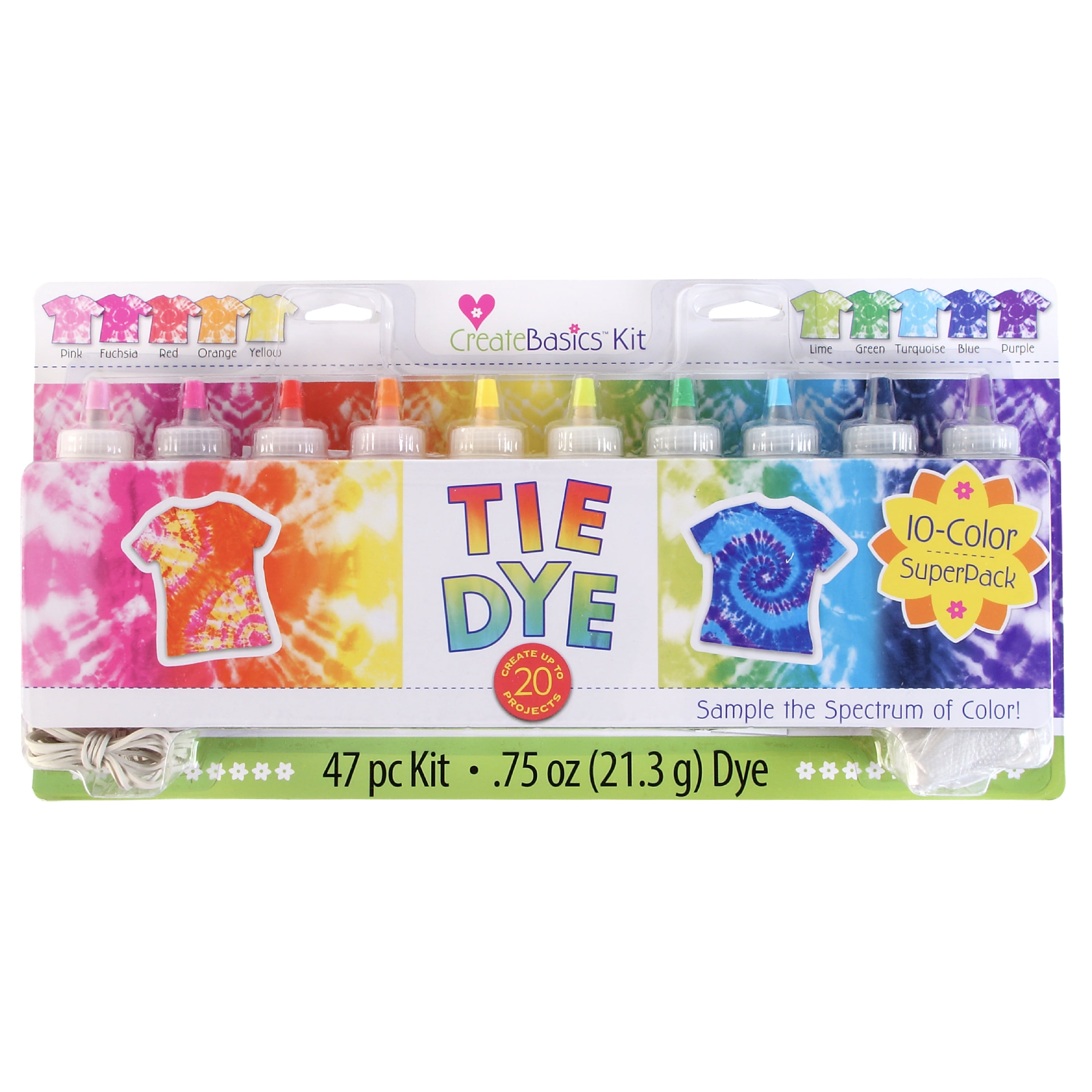 (4 pack) Create Basics 10 Color Tie Dye Kit, Rainbow Colors