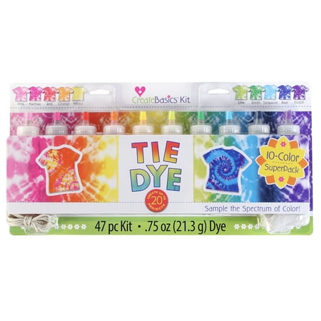 create basics 10 color tie dye kit, rainbow colors