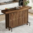 thumbnail image 4 of Tribesigns Home Bar Unit, Modern 2-Tier Bar Table with Footrest, Corner Mini Coffee Bar Cabinet for Home Kitchen Pub, Brown, 4 of 8