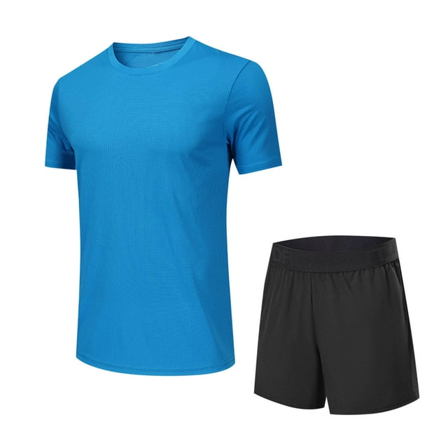 Dagugfen Ensembles d'Entraînement pour Hommes T-Shirts à Manches Courtes à Col Rond et Shorts Noirs Course Entraînement Tenues Sport Athlétiques
