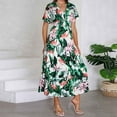 thumbnail image 4 of Robes Maxi pour Femmes 2023 Mode Décontractée Printemps et Été Imprimé Floral Manches Courtes Col en V Robe Cheville Manches Courtes en Liquidation, 4 of 9