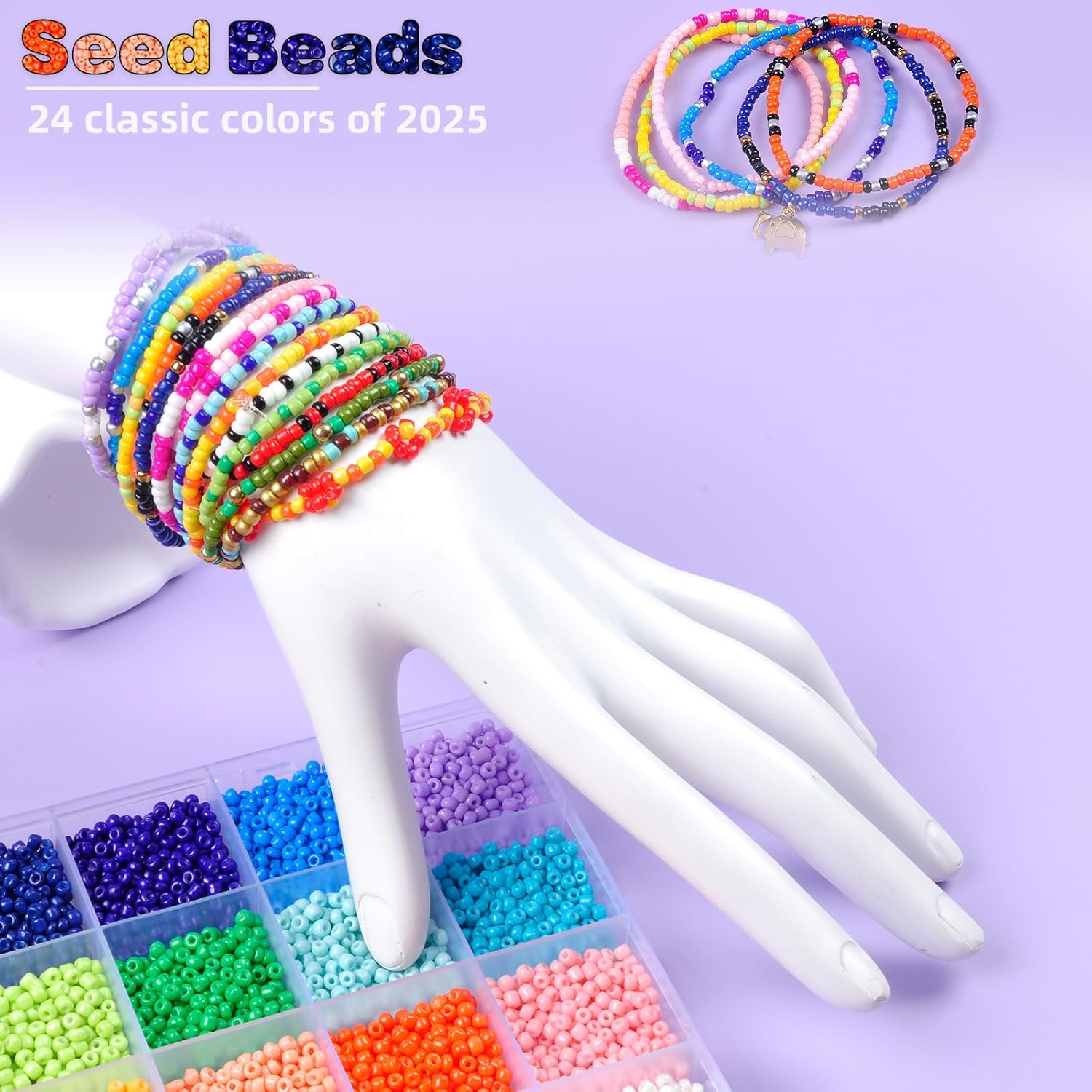 6 Box Set Friendship Bracelet Making Kit - 13000 Pcs, DIY Jewelry Making Set - Includes Clay, Seed, Pony Beads, Charms, and String