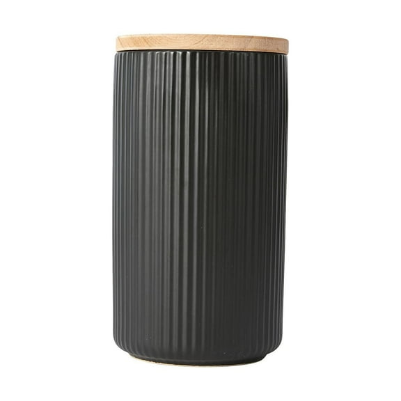 Anko Large Black Ribbed Canister