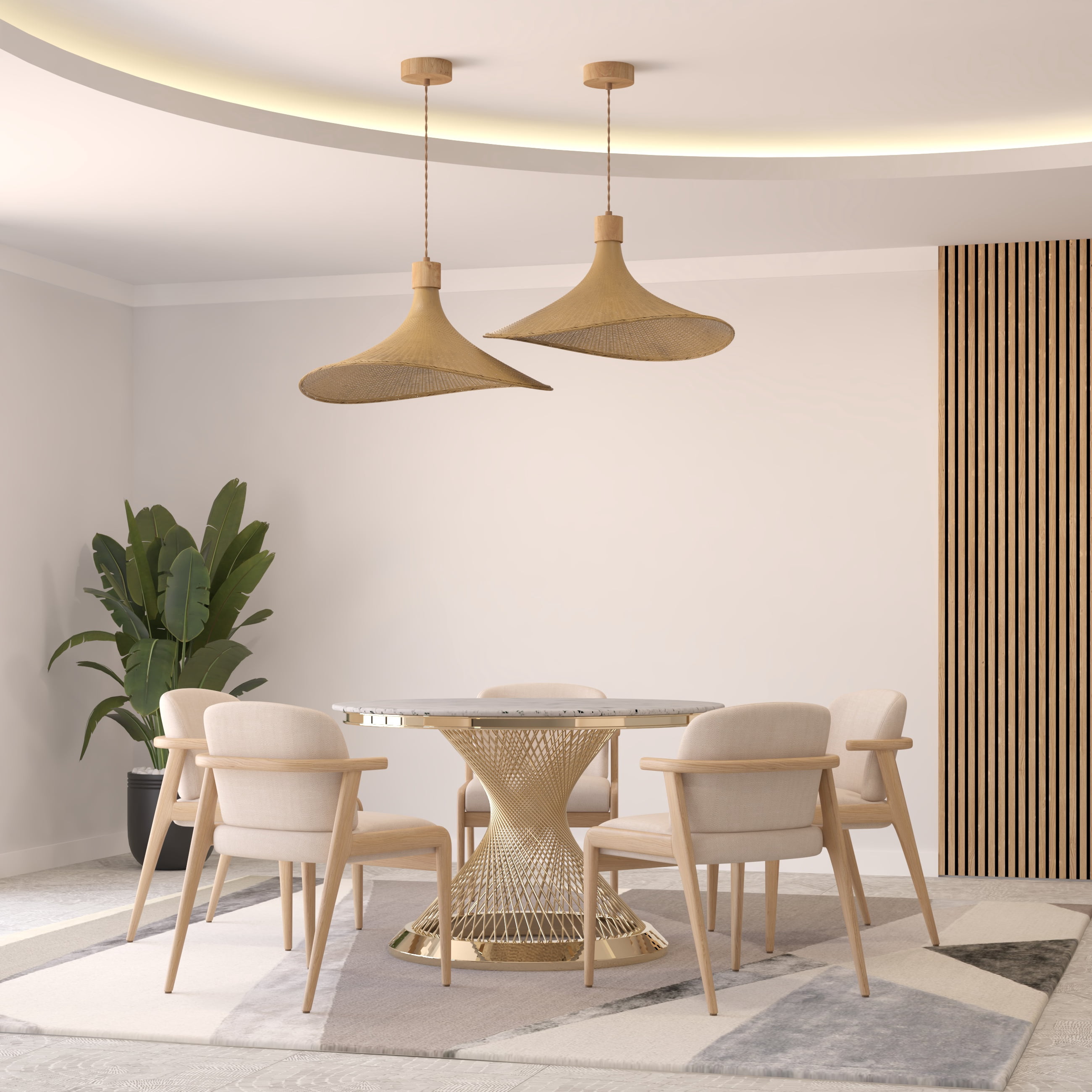 Ozarke Avery Rattan Pendant Light - 1-Light Adjustable Light Fixture Ceiling Mount Kitchen Island, Bamboo Woven Wicker Ceiling Hanging