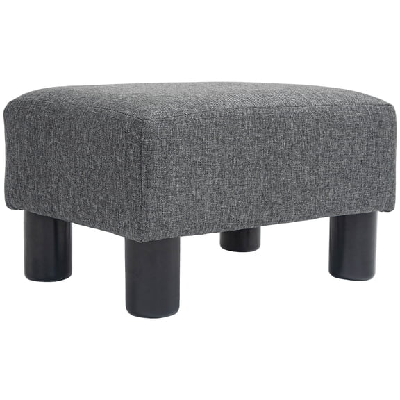 Homiyad Small Ottoman Foot Rest, Foot Stool with Linen Fabric Upholstery and Plastic Legs, Cube Ottoman, Charcoal Gray