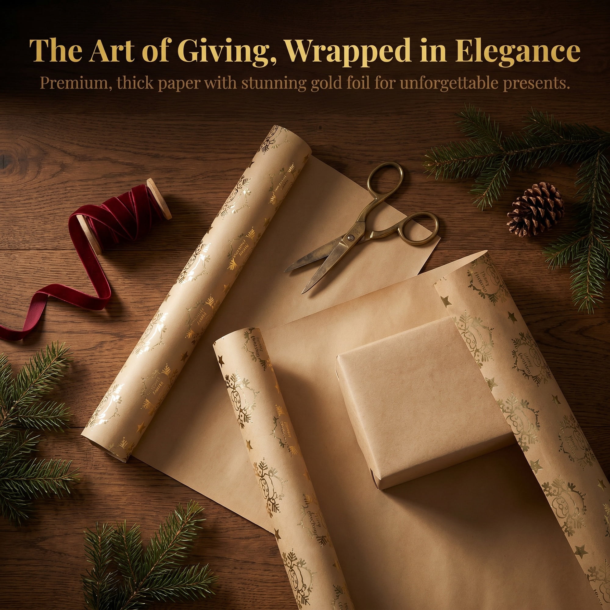 Unique Bargains Heavyweight Christmas Wrapping Paper for Gifts Old Man Gold 27.6"x 19.7"