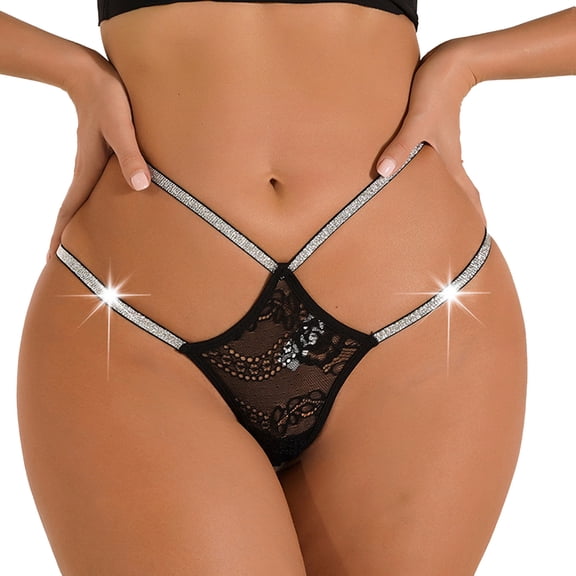 Seductiva Clothing Women's Thong Underwear Womens Underwear Cotton Bikini Panties Lace Soft Hipster Panty Ladies Stretch Briefs Breathable Thong