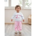 thumbnail image 3 of Qmyliery Baby First Birthday Outfit Goose Embroidered Long Sleeve Sweatshirt Plaid Pants 2 Piece Set, 3 of 9