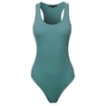 thumbnail image 2 of A2Y Women's Fashion Basic Premium Cotton Racerback Tank Body Suit Dusty Teal L, 2 of 5