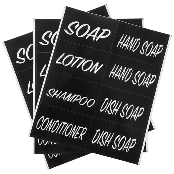 WHAMVOX  3 Sheets Bath Tags Hand Soap Stickers Labels Waterproof Kitchen Dispenser Travel Black