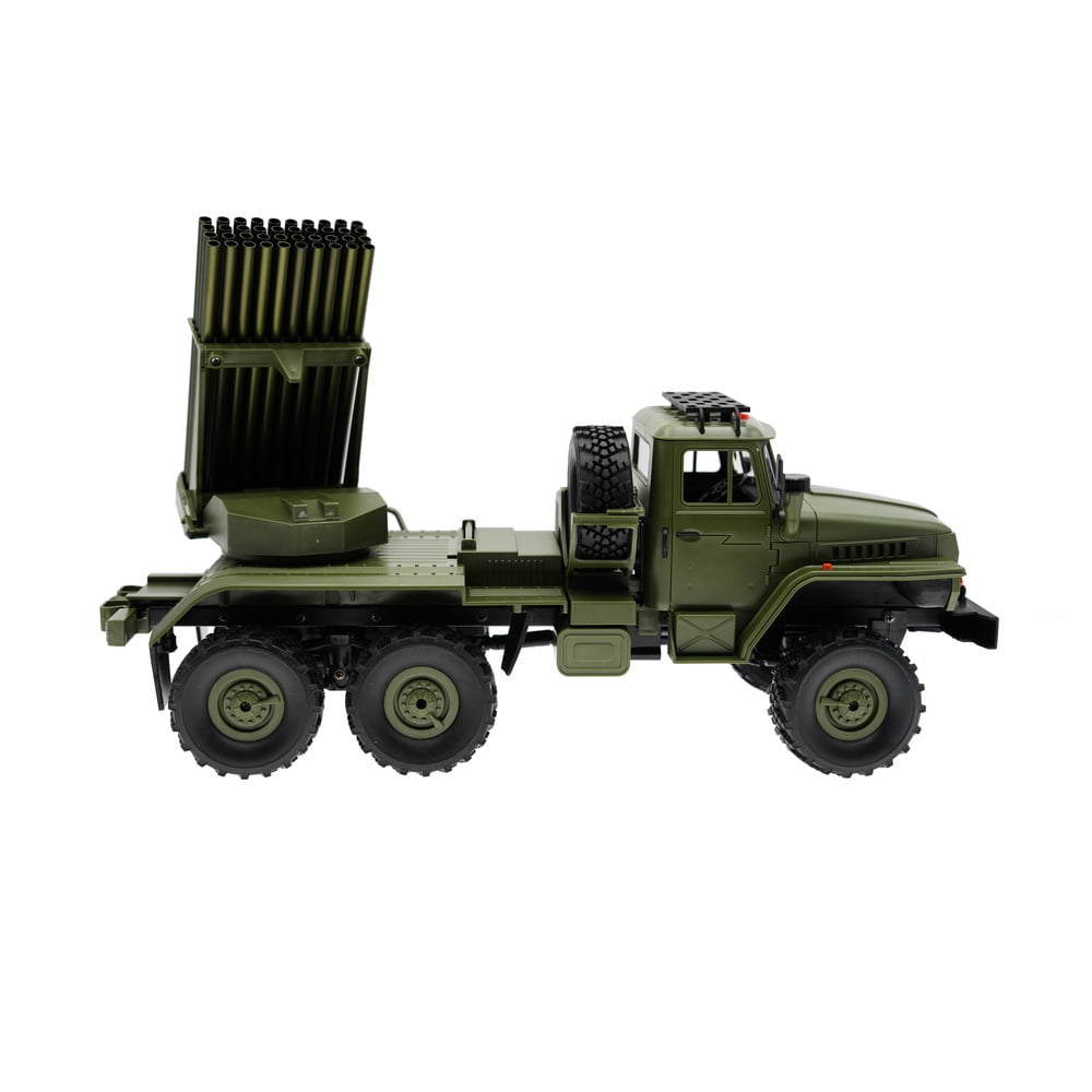 1:16 Full-Scale RC Crawler, 4WD 2.4G Remote Control Climbing Car with 5KM/H High Speed, Rocket Launcher, Spare Tire, RC Drift Vehicle Model Toy Gift for Adults
