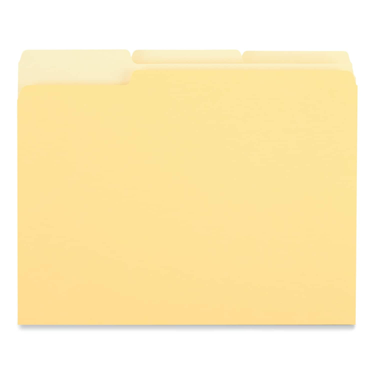 Universal UNV12304 1/3-Cut Assorted Tab Interior File Folders - Letter Size, Yellow (100/Box)