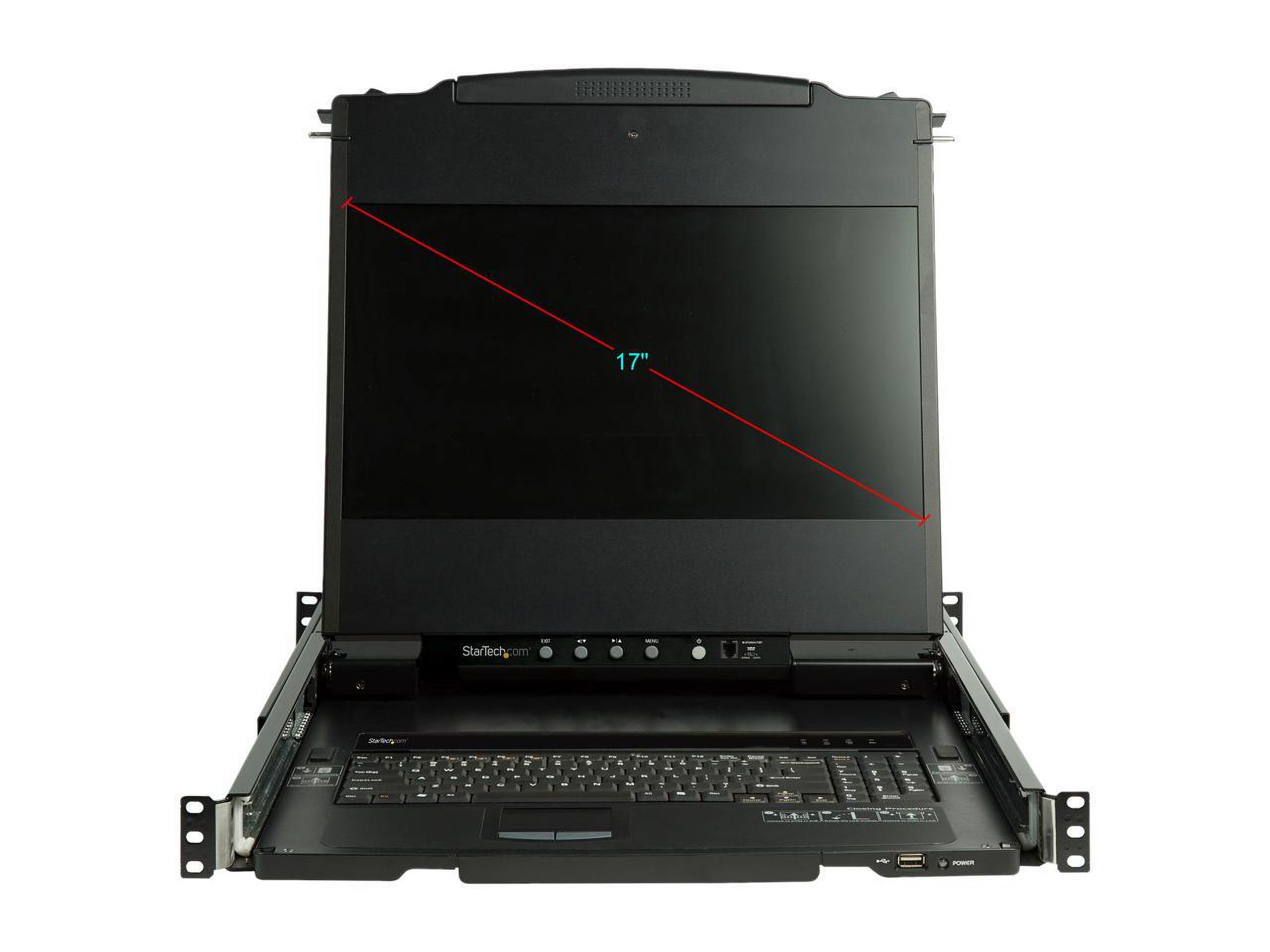 StarTech.com RKCOND17HD 17" HD Rackmount KVM Console - Dual Rail - Cables and Mounting Brackets Included - DVI and VGA - Rackmount LCD Monitor - image 3 of 5