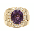 thumbnail image 7 of 9.60Ct Natural Purple Amethyst and Diamond 10k Solid Yellow Gold Men's Ring, 7 of 7