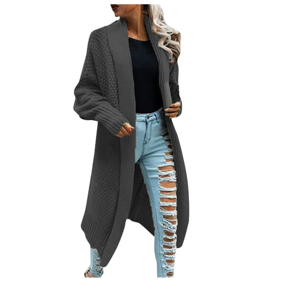 Women Cardigan Sweaters Long Sleeve Open Front Knit Long Duster Coat Lapel Oversized 2025 Fall Winter Loose Outerwear Clothes